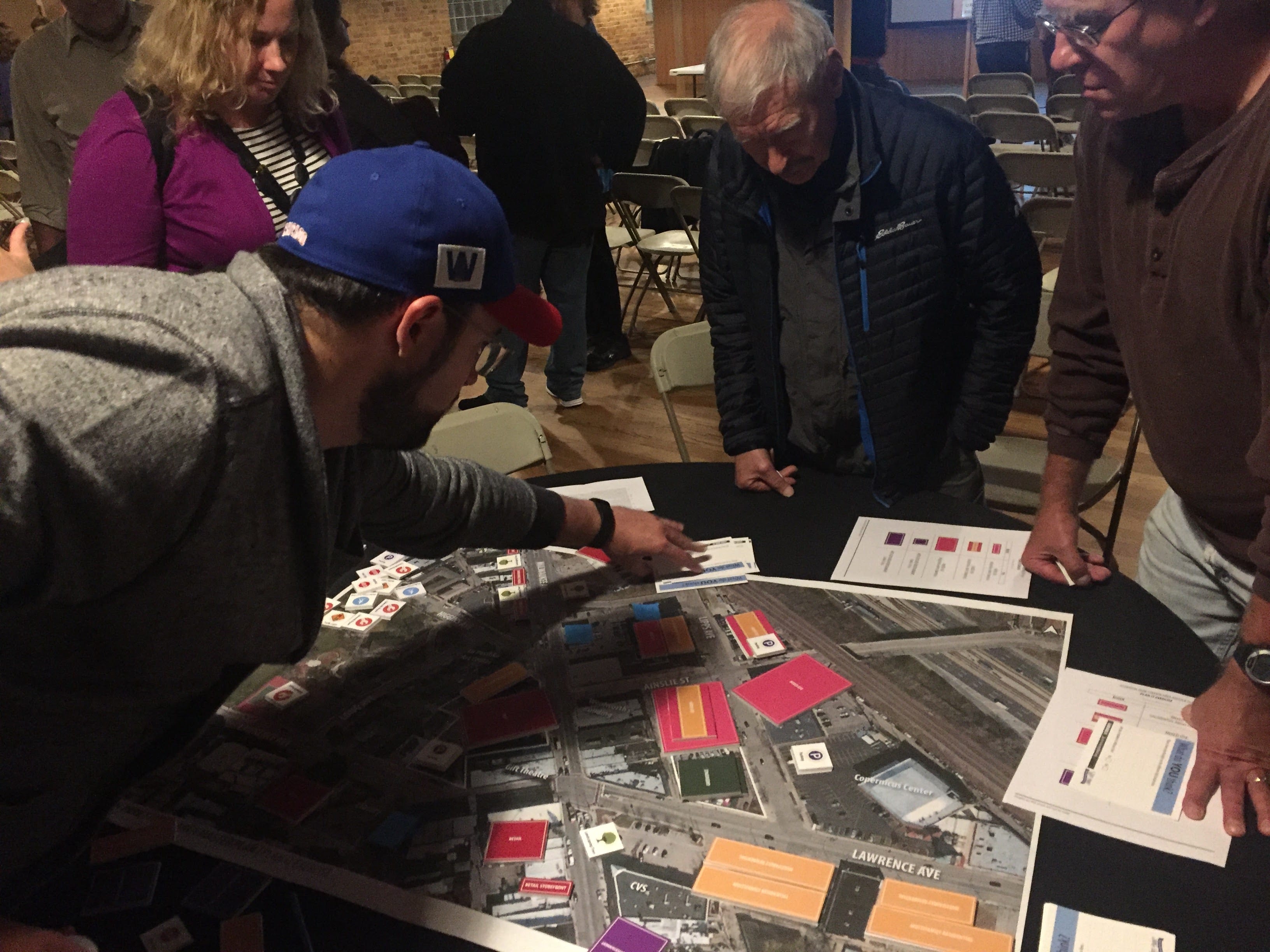 At one of three community meetings, residents participated in interactive mapping exercises where they shared their ideas for future land uses in Jefferson Park.