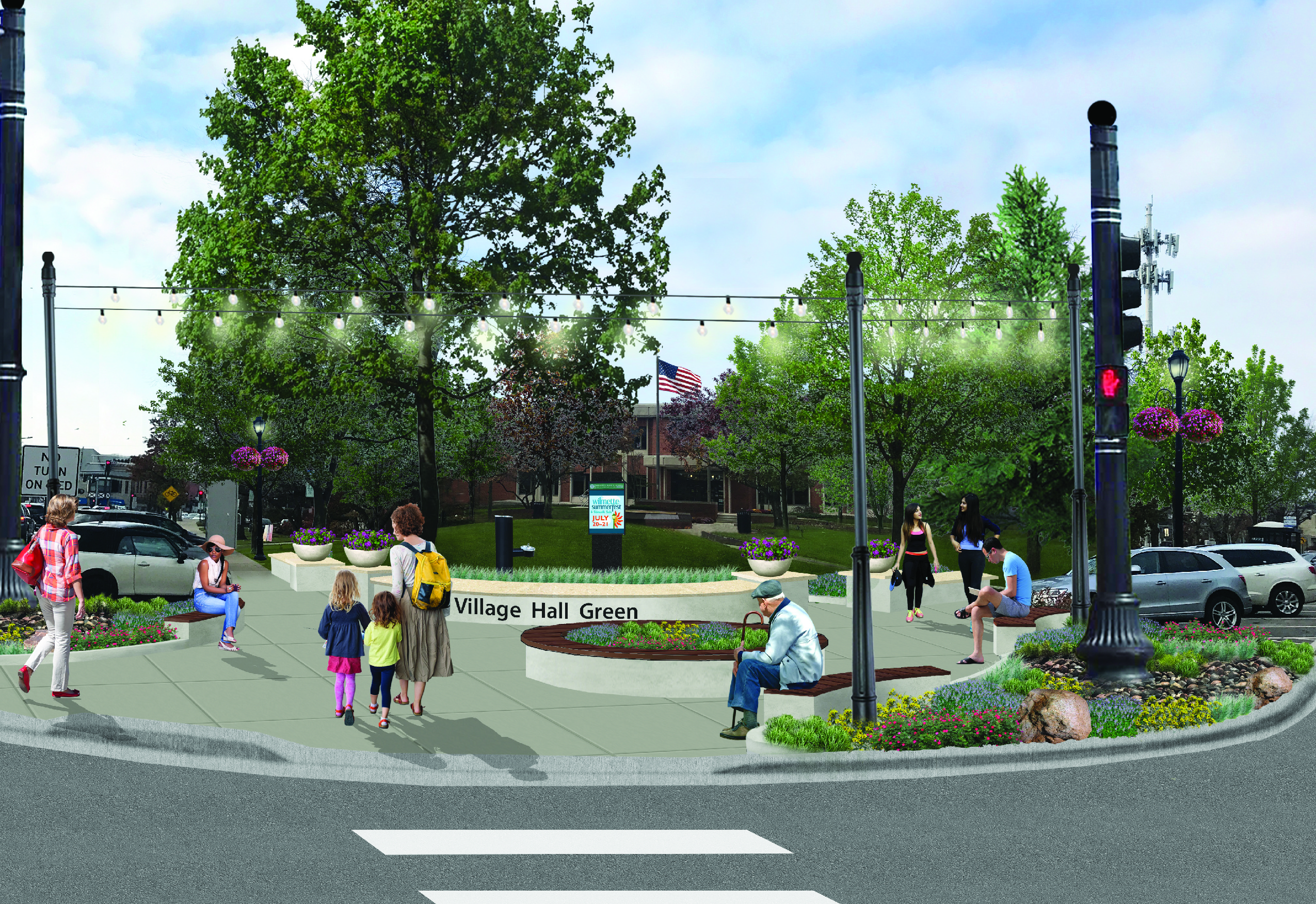 Initial rendering of streetscape elements
