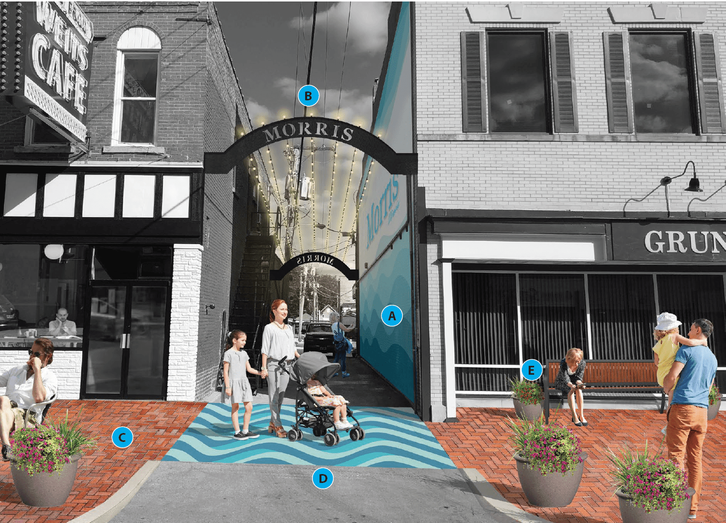 Placemaking Streetscape Rendering · Image Credit: Teska